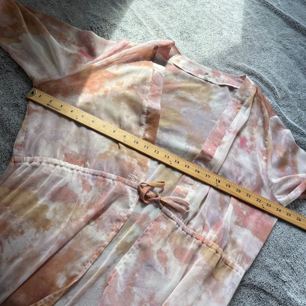 Maurices Womens Kimono Duster XL Tie Dye Sheer Ruffle Hem Hippie Ethereal 21165 - Picture 10 of 11